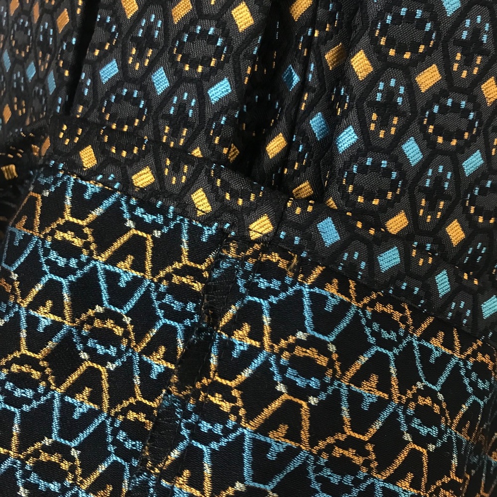 Love & Girl Blue & Gold Geometric Jacquard Dress L - Picture 10 of 14